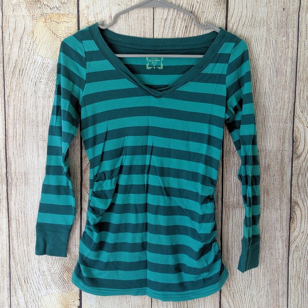 Long Sleeve Striped Maternity Top Small